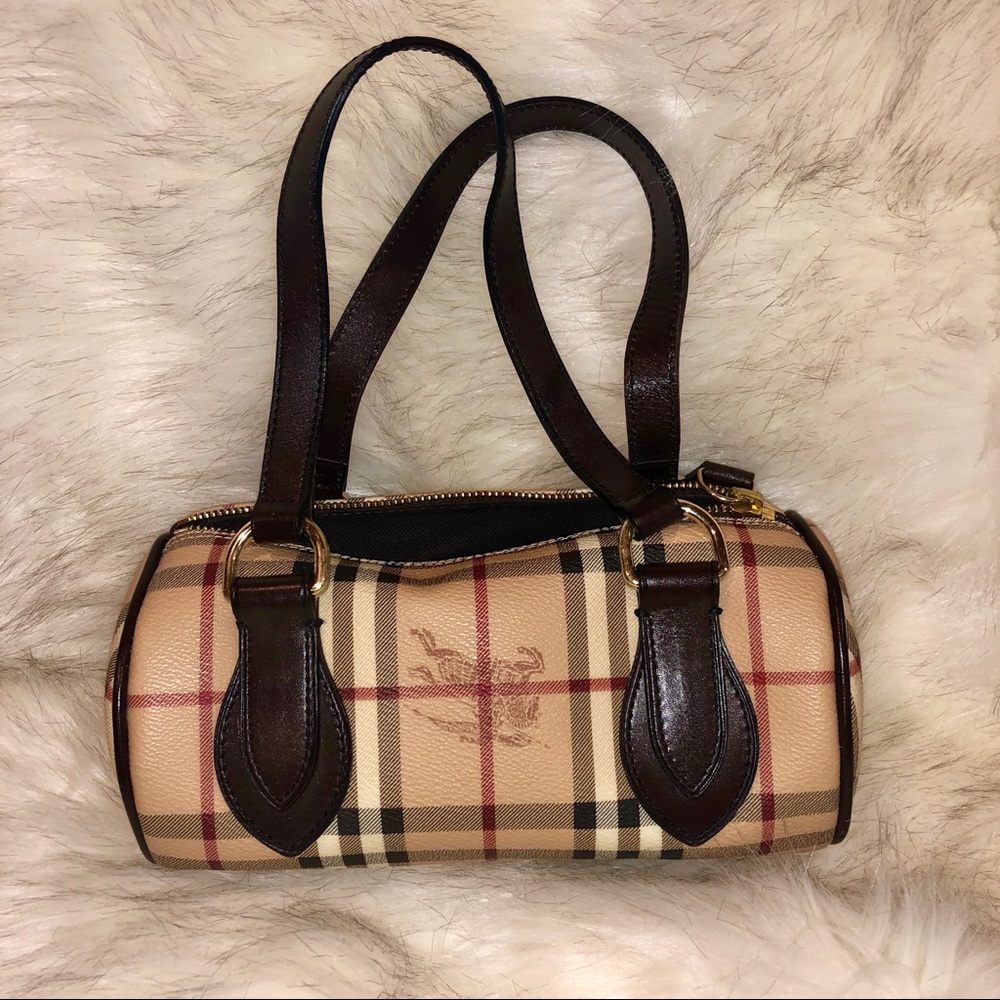 BURBERRY Vintage Check Leather Barrel Bag, NWOT